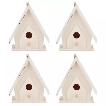 4шт мини висячие деревянные птичьи домики гнезда клетка орнамент ремесла для сада декор двора