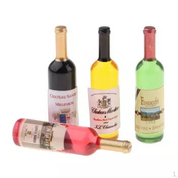 4шт миниатюры кукольного домика 1:12 масштабных бутылок для коктейлей, кукольные кухонные украшения для ужина, комнаты