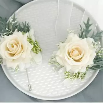 4шт. Набор из корсажа и бутоньерки, розы, свадебное запястье для невесты, подружки невесты, мужчины, жениха, красная роза, свадебные цветы, аксессуары, украшения для выпускного костюма синий