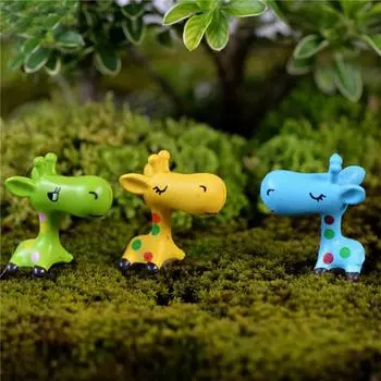 4шт / набор Симпатичный жираф Фея Сад Миниатюры Микро Ландшафт Бонсай Растение Декор DIY Ремесло Орнамент Домашнее украшение разноцветный