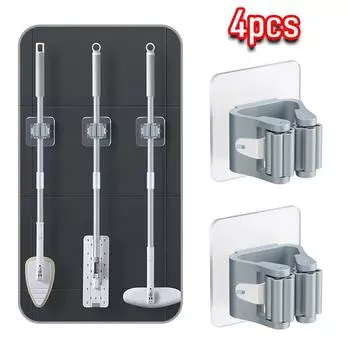 4шт настенный держатель для швабры настенная водонепроницаемая стойка для хранения швабры крючки для веников бытовые инструменты