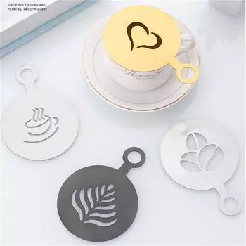 4шт нержавеющая сталь трафарет для кофе латте капучино трафареты для украшения торта печенья аэрозольная краска художественная форма для выпечки для шаблона бариста серебряный