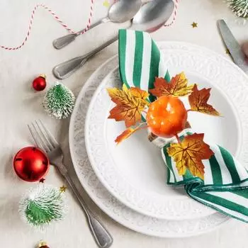 4шт осенние кольца для салфеток реалистичные листья благодарения урожай листья кольца для салфеток обеденный стол оранжевый