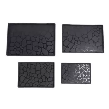 4шт Пластиковый поднос для сервировки, легкий многофункциональный прямоугольный поднос для фруктов, набор тарелок чёрный