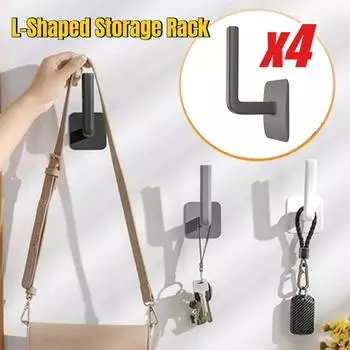 4шт. Полка для бейсболок, двойной крючок для настенной вешалки для бейсболок, органайзер для хранения кепок, держатель для шляп без сверления для дверного шкафа 1PC чёрный