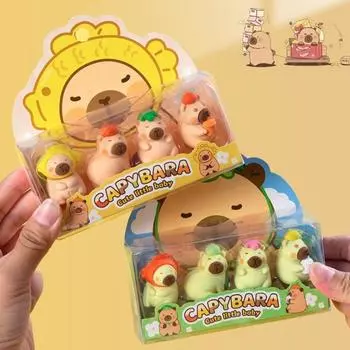 4шт. Протирание Модель игрушки ластик интересный карандаш резиновый мультяшный капибара ластик детские игрушки Style B