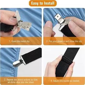 4шт. Регулируемый держатель для простыней, чехлов для матрасов, чехлов для диванных подушек, зажимов для простыней, зажимов для простыней, креплений для простыней