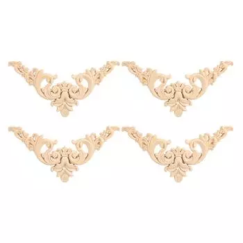 4шт резиновая деревянная резная угловая накладка аппликация мебель в форме цветка неокрашенная 12x12см