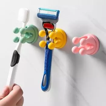 4шт силиконовый держатель для зубных щеток многофункциональные крючки простая установка самоклеящиеся одинарные крючки для зубных щеток белый