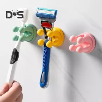 4шт силиконовый держатель для зубных щеток многофункциональные крючки простая установка самоклеящиеся одинарные крючки для зубных щеток серый