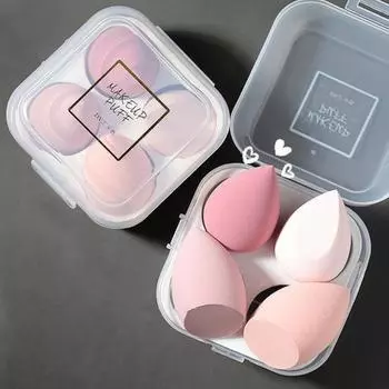 4шт. Спонж для макияжа, латексный, без пудры, тональный крем, жидкая пудра, нанесение, косметический спонж, блендер для женщин жёлтый