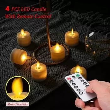 4шт светодиодные свечи с дистанционным управлением украшение стола на свадьбу/день святого Валентина