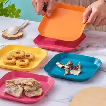 4шт тарелка для еды с круглым краем, штабелируемая компактная обеденная тарелка для детского питания для дома