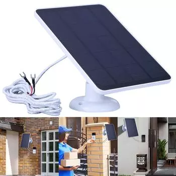 4W 5V Solar Panel Waterproof Solar Power Panel 360° Adjustable Bracket with 9.8FT Charging Cable for Ring Video Doorbell 4/3/2 чёрный