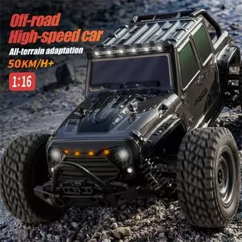 4WD RC автомобиль со светодиодными огнями 2.4G радиоуправляемые автомобили багги внедорожные грузовики игрушки для мальчиков для детей 1:16 50км/ч