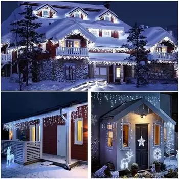 4x0,6 м садовые светильники светодиодные гирлянды для гирлянд для свадебных светильников для уличной вечеринки на патио, рождественского украшения на открытом воздухе 4X0.6M&EU Plug