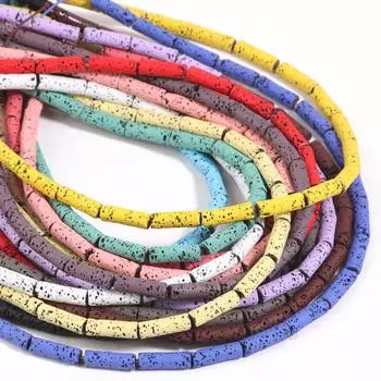 4x13 мм многоцветная трубка-колонна из лавового камня, свободные бусины-разделители для изготовления ювелирных изделий, браслет ручной работы «сделай сам», ремесло 4x13mm чёрный