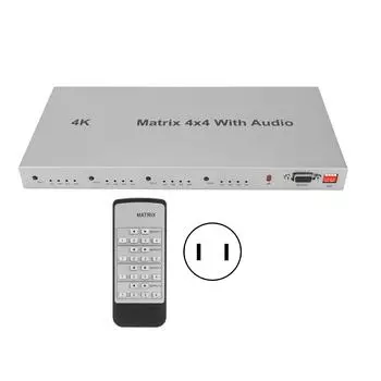 4x4 HD Multimedia Interface Switcher 4 in 4 Out Aluminium Alloy 4K HD Multimedia Interface Splicer US Plug