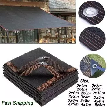 4x6 м 12-штыревая солнцезащитная сетка, тент от ультрафиолета, сетка для защиты растений от солнца для сада, двора, бассейна, балкона, затеняющая ткань 2x2m чёрный