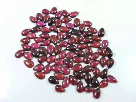 4X7MM Natural Red Garnet Pear Cabochon Loose Gemstone 88 Pcs Lot RQ-1544