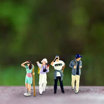 4x 1/64 масштабная диорама фигурка, персонажи для кемпинга, раскрашенная вручную модель уличных людей