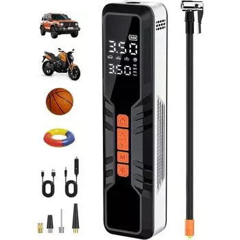 4X быстрый электрический насос для накачивания шин, портативный воздушный компрессор, 10000 мАч, воздушный насос для автомобильных шин с цифровым манометром/л чёрный