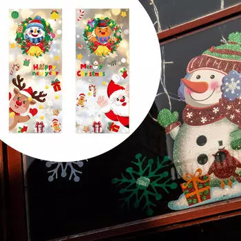 4x Christmas Window Clings Stickers 20cmx30cm Decals PVC Decors