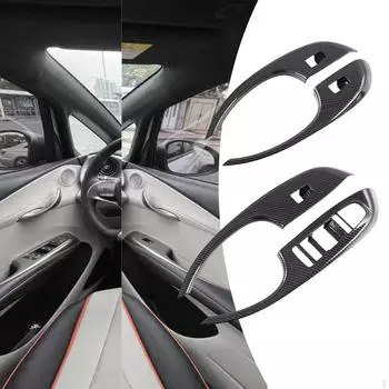 4x Крышка переключателя стеклоподъемника автомобиля, углеродное волокно, защитная наклейка, панель аксессуаров