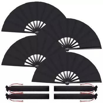 4x Large Folding Fan, Chinease/Japanese Folding Nylon-Cloth Hand Fan, Women