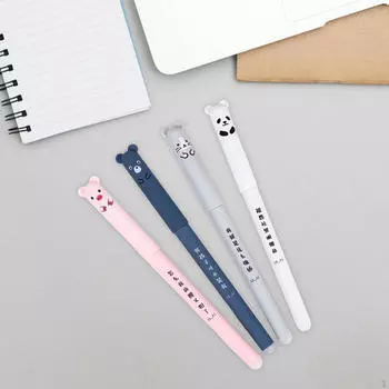 4x мультяшная стираемая ручка для студентов, портативная детская для школьного офиса, черная чёрный
