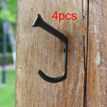 4x Nail Shaped Wall Hooks Iron Hangers Rustic Decoration Organization Coat for