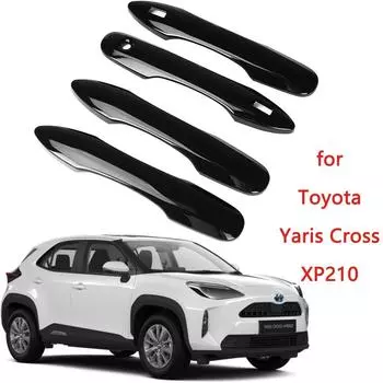 4x наклейки для Toyota Yaris Cross Hybrid 2022 2023 XP210, глянцевая черная наклейка на ручку двери автомобиля, аксессуары для стайлинга 2 Keyless Entry