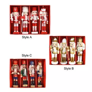 4x Nutcracker Soldier Figurines Xmas Hanging Pendants for Indoor Desk Study