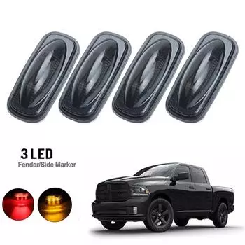 4x янтарных+красных тонированных светодиодных боковых габаритных фонаря для dodge ram 25003500
