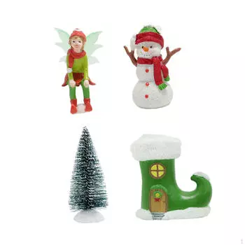 4x рождественские фигурки, украшения для газона, эльф, снеговик, елка, сапоги, милые, простые в использовании на открытом воздухе