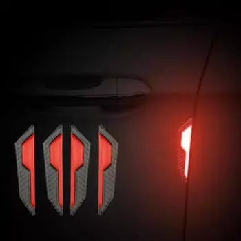 4x светоотражающие полосы для защиты от царапин на боковых дверях автомобиля, светоотражающие предупреждающие защитные наклейки в стиле углеродного волокна, декоративная предупреждающая полоса красный