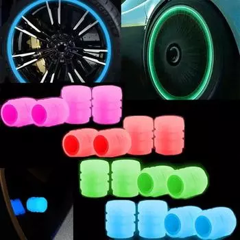 4x светящиеся колпачки для автомобильных шин, колпачки для обода колеса, пылезащитные колпачки для клапанов, светящиеся в темноте для автомобиля, мотоцикла, велосипеда красный