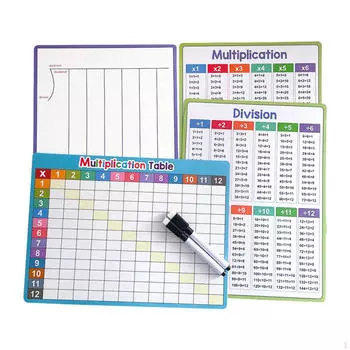 4x Таблица для сухого стирания деления и умножения 8 x 11 для обучения в классе