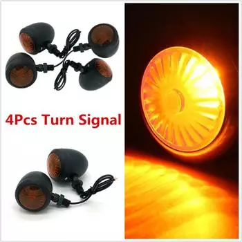 4x Универсальный Классический Черный Металлический Мотоциклетный Указатель Поворота Индикатор Света Лампа Лампочка Для Harley Cafe Racer