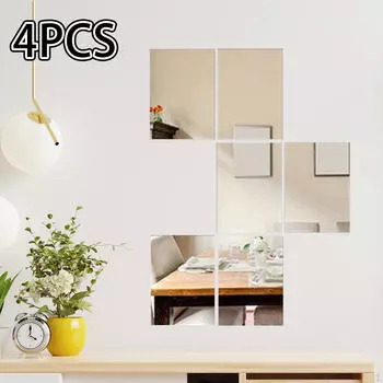4x зеркальные наклейки безрамные настенные наклейки для офиса, дома