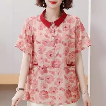 4XL-8XL Большие размеры Элегантные блузки для женщин Летние топы больших размеров Женские повседневные рубашки с коротким рукавом 4XL