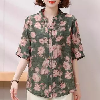 4XL-8XL Большие размеры Элегантные блузки для женщин Летние топы больших размеров Женские повседневные рубашки с коротким рукавом 4XL