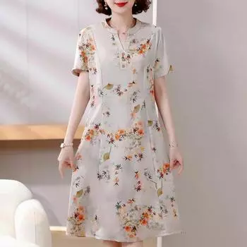 4XL-8XL Элегантное женское летнее платье больших размеров Винтажная одежда Короткие рукава Длинные платья больших размеров 4XL оранжевый