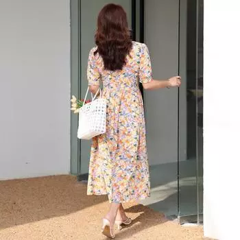 4XL-8XL Женские летние шифоновые длинные платья большого размера с цветочным принтом 4XL