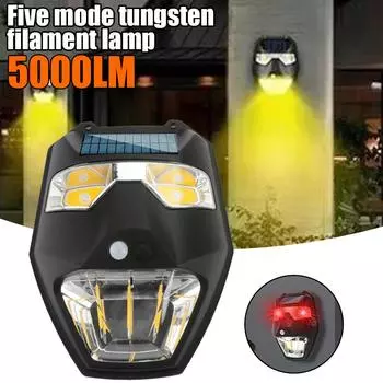 5000 лм наружная маска сигнальная лампа водонепроницаемый COB + светодиодный датчик солнечная лампа 5 режимов датчик движения настенные светильники для сада виллы патио двора Three modes-1pcs