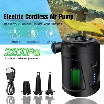5000 мАч надувной электрический воздушный насос мини беспроводной воздушный компрессор портативный насос для быстрого накачивания/сдувания дивана матраса бассейна игрушка Battery Powered чёрный