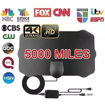 5000 миль HD 8K 4K 1080P Внутренняя цифровая телевизионная антенна 25 дБ HDTV Антенна DVB-T DVB-T2 Кабельная телевизионная антенна UHF VHF DTV Телевизионные антенны Антенна чёрный