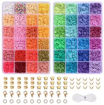 5000 шт. Набор для изготовления браслетов из глиняных бусин BetterJonny, 48 цветов, бусины из полимерной глины, полимерные бусины Heishi, набор плоских глиняных бусин, аксессуары, комплект ювелирных изделий