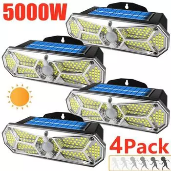 5000 Вт солнечные светильники уличный датчик движения IP65 водонепроницаемый садовый ночник супер яркий солнечный беспроводной настенный светильник с 3 режимами и 8 широкоугольными объективами