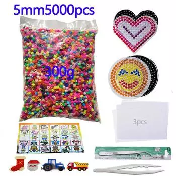 5000шт большие бусины Хама 5мм (2 шаблона+3 железной бумаги+2 пинцета)Мини-бусины Hama Fuse, детские развивающие игрушки своими руками, бесплатно